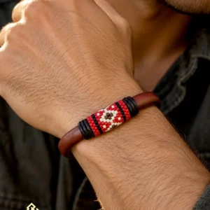 Pulsera Cilindro de chaquira Roja